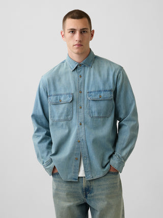UltraSoft Denim Relaxed Utility Shirt.