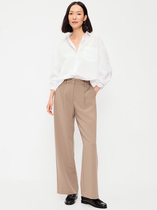 Extra High-Waisted Taylor Wide-Leg Trouser Pants.