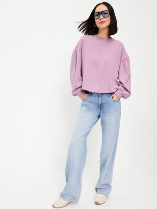 SoComfy Oversized Puff-Sleeve Cropped Sweatshirt.