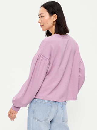 SoComfy Oversized Puff-Sleeve Cropped Sweatshirt.