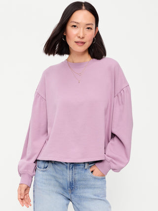 SoComfy Oversized Puff-Sleeve Cropped Sweatshirt.