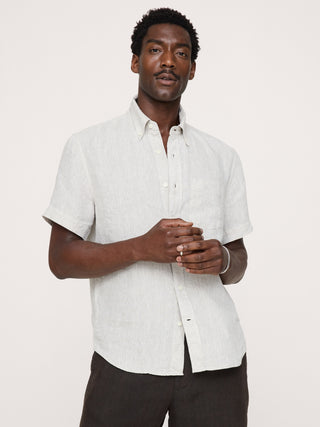 Camisa Manga Corta con Bolsillo de Lino