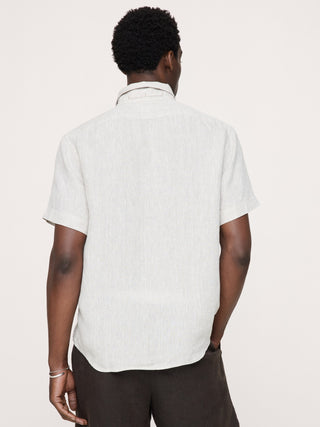 Camisa Manga Corta con Bolsillo de Lino