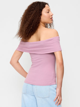 Off-The-Shoulder Fitted Top.