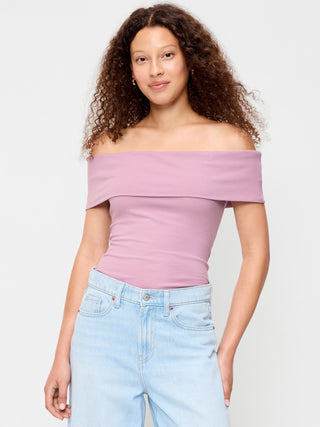 Off-The-Shoulder Fitted Top.