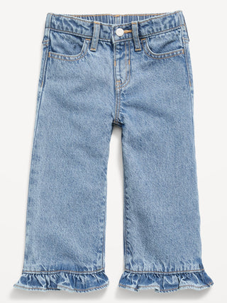 High-Waisted Super Baggy Ruffled Wide-Leg Jeans for Girls.