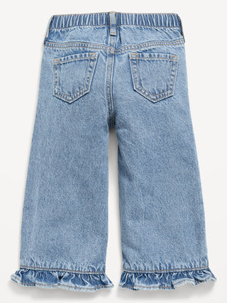 High-Waisted Super Baggy Ruffled Wide-Leg Jeans for Girls.