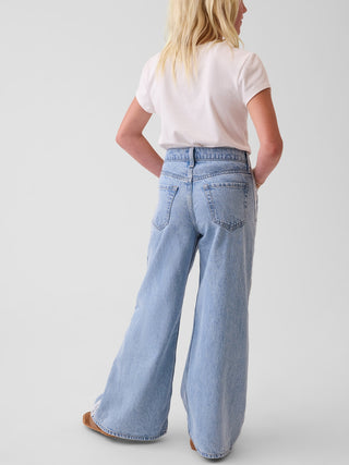 Kids Low Rise Lace-Trim Baggy Jeans.