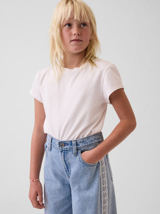 Kids Low Rise Lace-Trim Baggy Jeans.