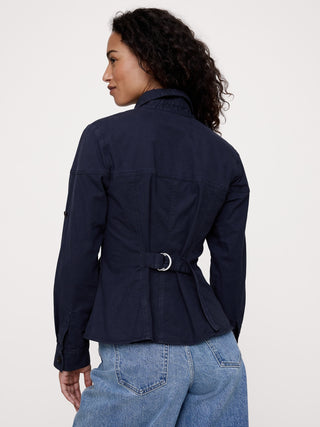 Stretch-Cotton Pleated-Waist Top.