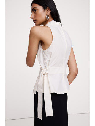 Cotton Poplin Cowl-Neck Tank.