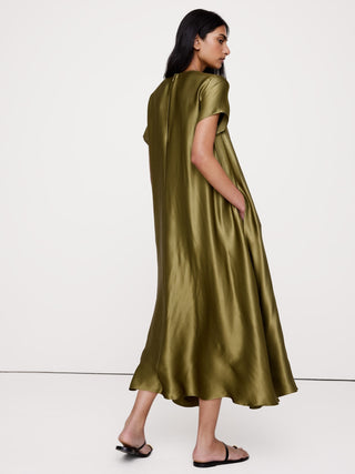 Aurelia Italian Satin Trapeze Dress.