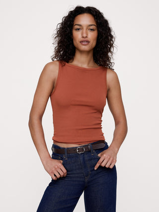 Camiseta Ajustada sin Mangas de Algodón