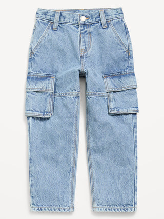 Jeans cargo super holgados de pierna de barril para niños pequeños.