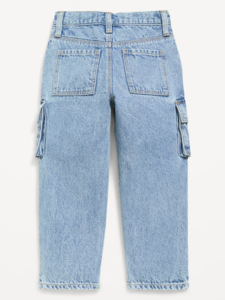 Jeans cargo super holgados de pierna de barril para niños pequeños.