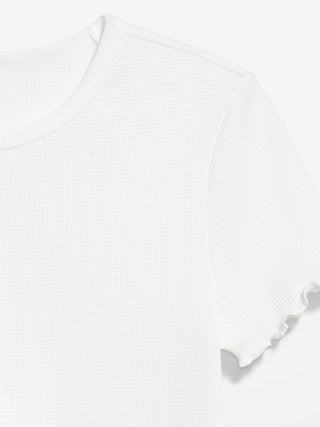 Fitted Waffle-Knit Cropped T-Shirt.