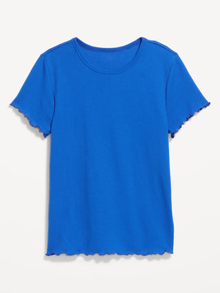 Camiseta Cuello Redondo con Borde Ondulado