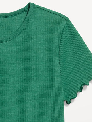 Fitted Waffle-Knit Cropped T-Shirt.