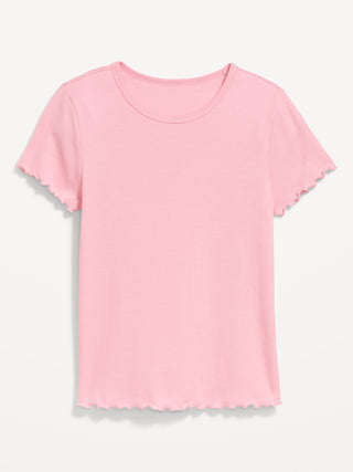 Camiseta Cuello Redondo con Borde Ondulado