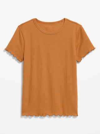 Camiseta Cuello Redondo con Borde Ondulado