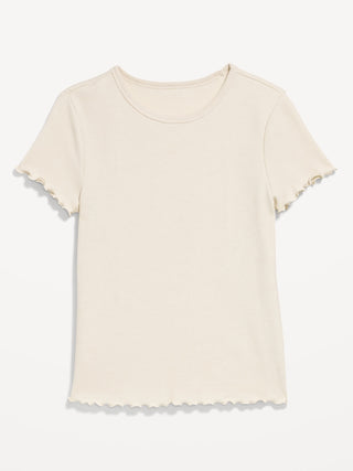 Camiseta Cuello Redondo con Borde Ondulado
