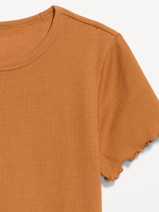 Camiseta Cuello Redondo con Borde Ondulado