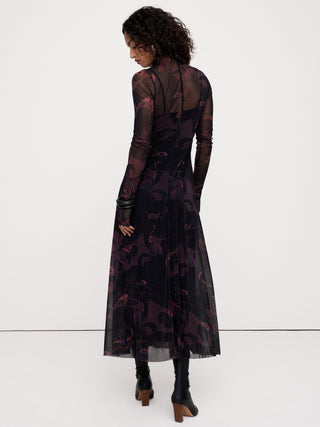 Mesh Long-Sleeve Maxi Dress.