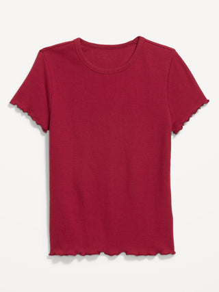 Camiseta Cuello Redondo con Borde Ondulado