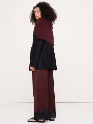 Stretch-Satin Lace-Trim Pull-On Pant.