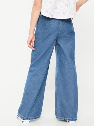 Pull-On Super Baggy Wide-Leg Denim Jeans for Girls.