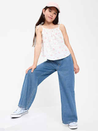 Pull-On Super Baggy Wide-Leg Denim Jeans for Girls.