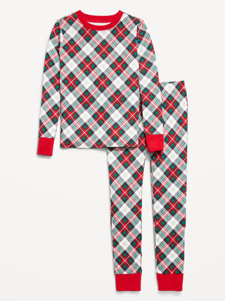 Conjunto de pijama estampado de corte ajustado sin distinción de género para niños.