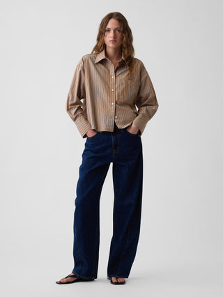 Organic Cotton Poplin Oversized Crop Shirt.