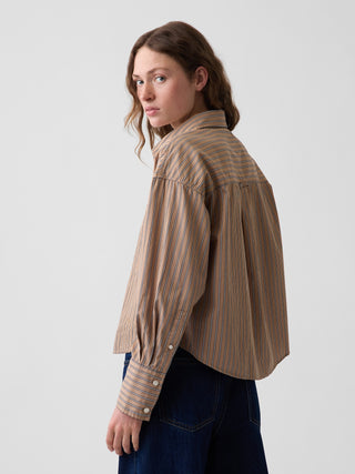 Organic Cotton Poplin Oversized Crop Shirt.