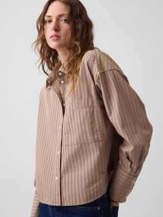 Organic Cotton Poplin Oversized Crop Shirt.