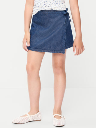Wrap-Front Denim Skort for Girls.