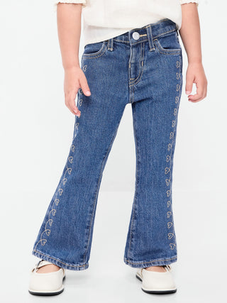 High-Waisted Embroidered Flare-Leg Jeans for Toddler Girls.