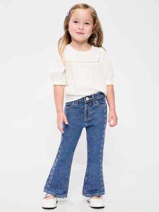 High-Waisted Embroidered Flare-Leg Jeans for Toddler Girls.