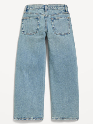 Jeans holgados de tiro bajo y pierna ancha para niñas.