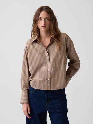 Organic Cotton Poplin Oversized Crop Shirt.