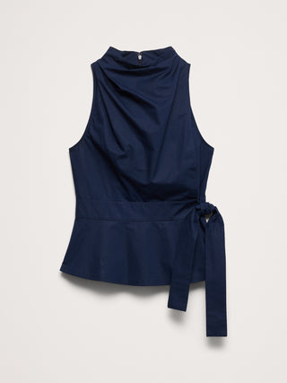 Cotton Poplin Cowl-Neck Tank.