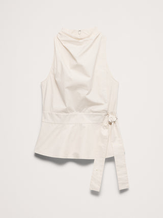 Cotton Poplin Cowl-Neck Tank.