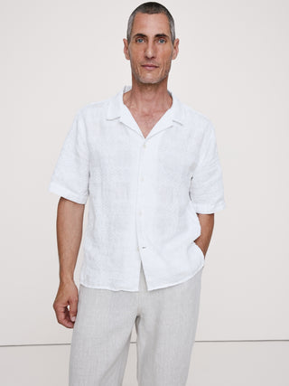 Relaxed-Fit Embroidered Linen Resort Shirt.