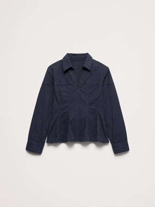 Stretch-Cotton Pleated-Waist Top.