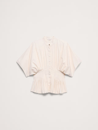 Cotton Poplin Pleated-Waist Top.