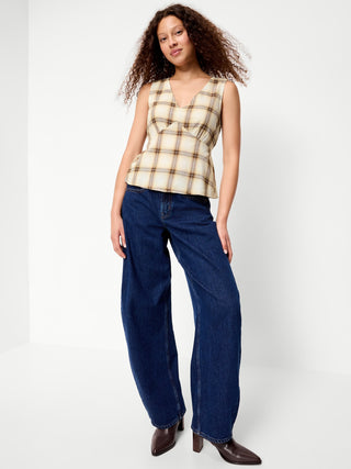 Sleeveless V-Neck Tie-Back Top.