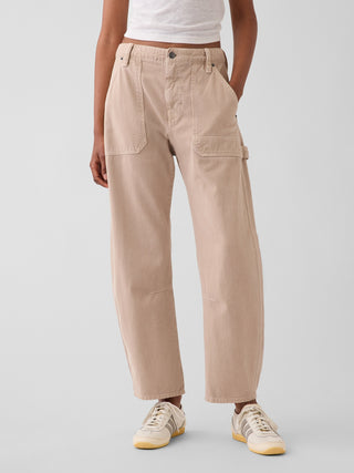 Mid Rise Barrel Utility Ankle Pants.