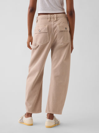 Mid Rise Barrel Utility Ankle Pants.