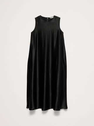 Aurelia Italian Satin Sleeveless Trapeze Dress.