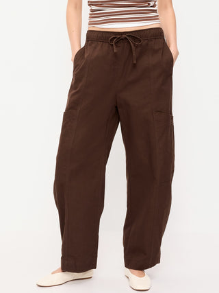 Mid-Rise Barrel-Leg Utility Pants.